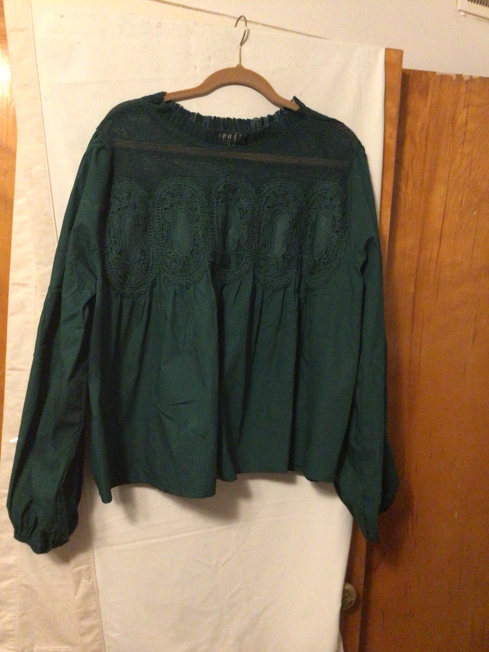 En Elly The Iris lace long sleeve lace poplin blouse SZ 1X